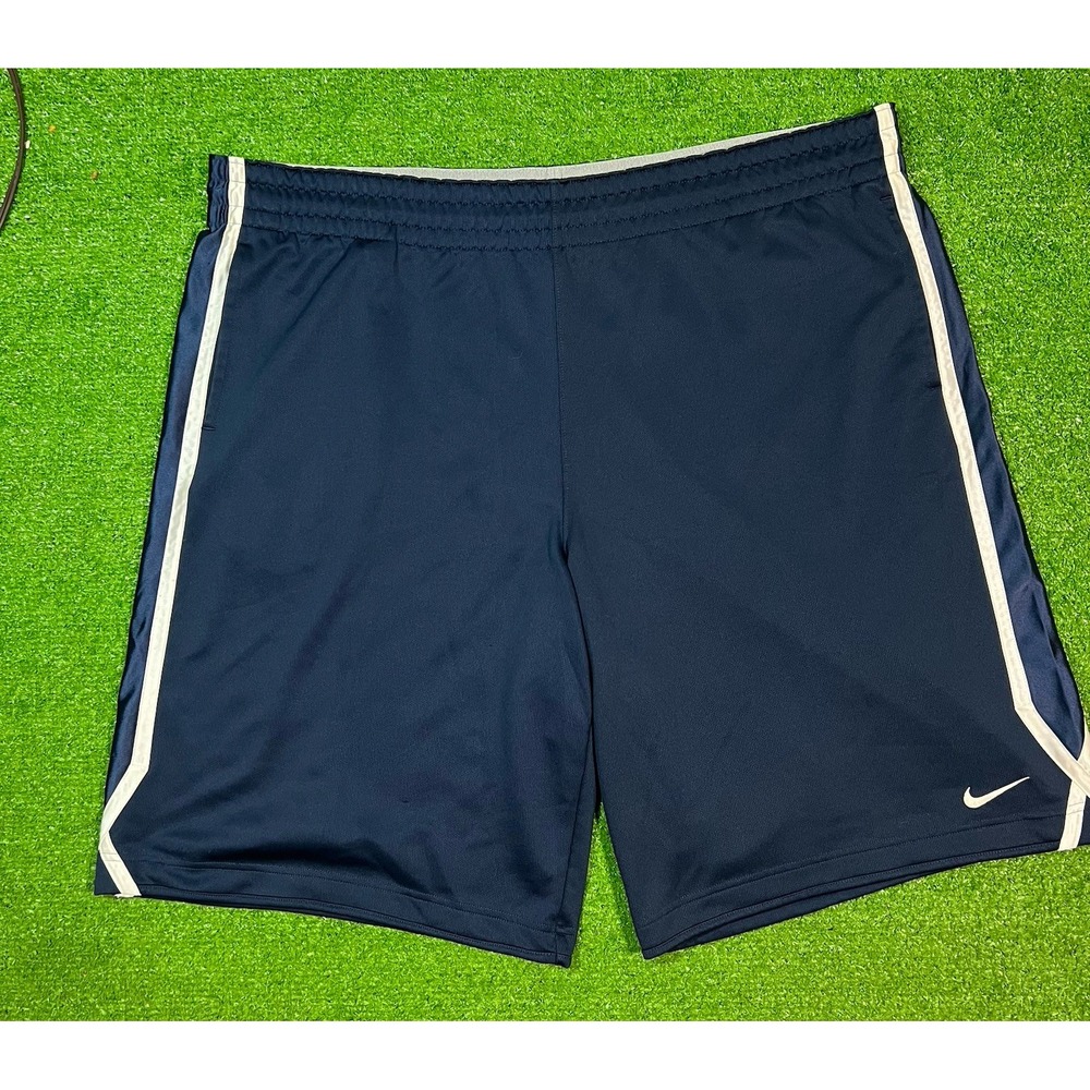Vintage Nike Basketball Shorts 2XL Blue Dazzle Sides Reflective Y2K Dri Fit‎ XXL